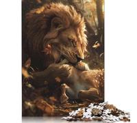 500 Piece Lion Deer Raw Meal Scary Puzzles for Adults Wooden Puzzles Educational Game for Children As A 500pcs (52x38cm)