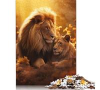 500 Piece Lion Lioness Romantic Love Jigsaw Wooden Puzzle Adult Jigsaw Puzzle Jigsaw Puzzles for Adult 500pcs (52x38cm)