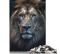 500 Piece Lion Portrait Light Eyes Square Puzzle for Adults Wooden Puzzles Educational Puzzle Family Game 500pcs (52x38cm)