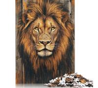 500 Piece Lion Portrait on Wood Adult Puzzles Wooden Puzzles Educational Stress Relief Toy Puzzle 500pcs (52x38cm)