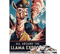 500 Piece Llama Express Vintage Travel Poster Jigsaw Puzzles for Adult Teenagers Wooden Puzzles for Adults for Adults& Teenagers Age 12 Years Up 500pcs (52x38cm)
