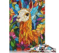 500 Piece Llama in Flowers Jigsaw Puzzlesfor Adults Teenagers Puzzles Wooden Puzzles Brain Teaser Puzzle 500pcs (52x38cm)