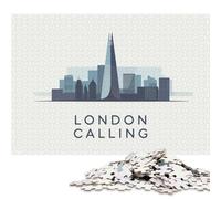 500 Piece London Calling Skyline Illustration Square Puzzles for Adults, Wooden Puzzles Family Entertainment Toys 500pcs (52x38cm)