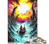 500 Piece Lone Voyager - Surreal Stormy Sea Fantasy Art Jigsaw Puzzlesfor Adults Wooden Puzzle for Adults And Teenager Learning Educational Toys 500pcs (52x38cm)