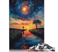 500 Piece Lonely River Oil Painting Jigsaw Puzzle for Adult Teenagers Puzzle Jigsaws for Adults Puzzles for Adults 500pcs (52x38cm)