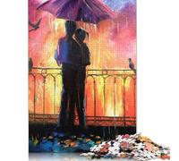 500 Piece Lovers in The Rain Jigsaw Puzzlesfor Adults Teenagers Wooden Puzzles for Adults For Family Fun & Game Night 500pcs (52x38cm)