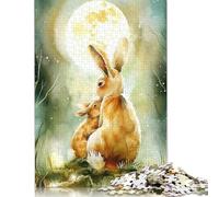 500 Piece Lunar Snuggles - Rabbit Dreams Boho Woodland Cute Nursery Print Jigsaw Puzzlesfor Adults Teenagers Puzzles for Adults Puzzles Educational Game Challenge Toy 500pcs (52x38cm)