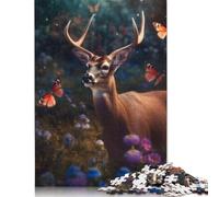 500 Piece Magical Deer Butterflies Creative Square Jigsaw Puzzles for Adults And Wooden Puzzles Educational Game for Adult 500pcs (52x38cm)