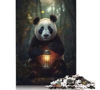 500 Piece Magical Panda Glowing Lamp Puzzles for Adults Wooden Puzzles Educational Game for Children As A 500pcs (52x38cm)