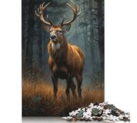 500 Piece 'Majestic Deer in Forest Jigsaw Puzzles for Adults Teenagers Wooden Puzzle Jigsaws for Adults Educational Game Challenge Toy 500pcs (52x38cm)