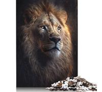 500 Piece Majestic Lion Boss Jigsaw Puzzle for Adult Teenagers Wood Jigsaw Puzzles Educational Game Challenge Toy Birthday Gifts 500pcs (52x38cm)