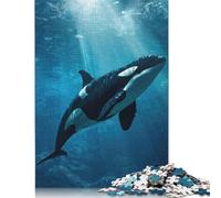 500 Piece Majestic Orca Whale Killer Square Puzzle for Adults Wooden Puzzles Educational Puzzle Family Game 500pcs (52x38cm)