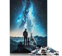 500 Piece Man And Dogs Stargazing Creative Square Jigsaw Puzzles for Adults And Wooden Puzzles Educational Game for Adult 500pcs (52x38cm)