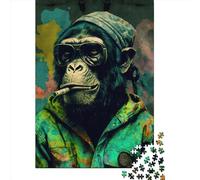 500 Piece Marijuana Monkey98549852 Jigsaw Square Puzzle for Adults & Wooden Puzzles Educational Game Challenge Toy 500pcs (52x38cm)