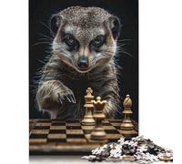 500 Piece Meerkat Chess Square Puzzles for Adults, Wooden Puzzles Toy Wall Decor 500pcs (52x38cm)
