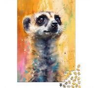 500 Piece Meerkat Painting Creative Square Jigsaw Puzzles for Adults And Wooden Puzzles Educational Game for Adult 500pcs (52x38cm)