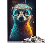 500 Piece Meerkat with Glasses Jigsaw Puzzles for Adults Learning Educational Toys Family Games Birthday Gifts 500pcs (52x38cm)