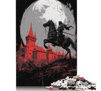 500 Piece Midnight Ride to Castle Red Square Puzzles for Adults & Wooden Puzzles Educational Game 500pcs (52x38cm)