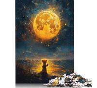 500 Piece Midnight Teddy Bear Square Puzzles for Adults, Wooden Puzzles Family Entertainment Toys 500pcs (52x38cm)