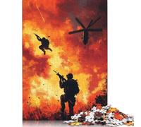 500 Piece Military Action Silhouette Jigsaw Puzzles for Adults Jigsaw Puzzles for Adults Educational Game Challenge Toy 500pcs (52x38cm)