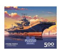 500 Piece Military Ships Square Puzzle for Adults Wooden Puzzles Educational Puzzle Family Game 500pcs (52x38cm)