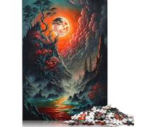 500 Piece Misty Lunar Eclipse Square Jigsaw Puzzles for Adults, Wooden Puzzles Learning Educational Toy 500pcs (52x38cm)