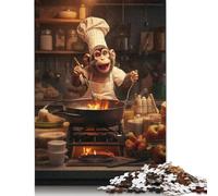 500 Piece Monkey Cooking Kitchen Creative Square Jigsaw Puzzles for Adults And Wooden Puzzles Educational Game for Adult 500pcs (52x38cm)