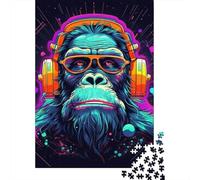 500 Piece Monkey Dj Music Puzzles for Adults Wooden Puzzles Educational Game for Children As A 500pcs (52x38cm)