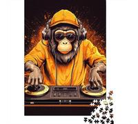500 Piece Monkey Dj Music Square Puzzles for Adults & Wooden Puzzles Educational Game 500pcs (52x38cm)
