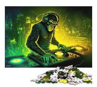 500 Piece Monkey Headphone Dj Music Jigsaw Puzzle for Adult Teenagers Puzzle Jigsaws for Adults Puzzles for Adults 500pcs (52x38cm)