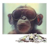 500 Piece Monkey with Glasses Animal Jigsaw Puzzlesfor Adults Teenagers Puzzles Jigsaw Puzzles for Adult 500pcs (52x38cm)