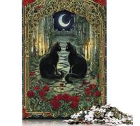 500 Piece Moonlit Cats' Embrace Creative Square Jigsaw Puzzles for Adults & Wooden Puzzles Educational Toys 500pcs (52x38cm)