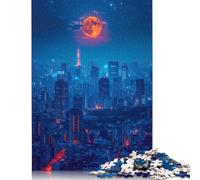 500 Piece Moonlit Metropolis Jigsaw Square Puzzle for Adults & Wooden Puzzles Educational Game Challenge Toy 500pcs (52x38cm)