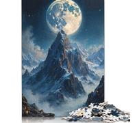 500 Piece Moonlit Mountain Peak Puzzles For Adults Wooden Puzzles Brain Teaser Puzzles For Children 500pcs (52x38cm)