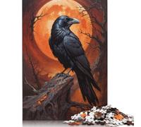 500 Piece 'Moonlit Raven Square Puzzles for Adults, Wooden Puzzles Family Entertainment Toys 500pcs (52x38cm)