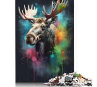 500 Piece Moose Painting Puzzles for Adults & Wooden Puzzles Educational Puzzle Family Game 500pcs (52x38cm)