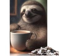 500 Piece Morning Sloth Jigsaw Puzzles for Adult Teenagers Wooden Puzzles For Family Fun & Game Night 500pcs (52x38cm)
