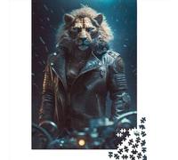 500 Piece Motorcycle Club Lion Jigsaw Square Puzzle for Adults & Wooden Puzzles Educational Game Challenge Toy 500pcs (52x38cm)