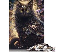 500 Piece Mystic Cat New Creative Square Jigsaw Puzzles for Adults & Wooden Puzzles Educational Toys 500pcs (52x38cm)