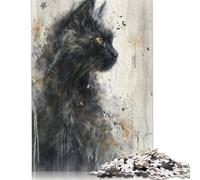500 Piece Mystic Feline Gaze Jigsaw Puzzles for Adult Teenagers Wood Puzzles Jigsaw Puzzles for Adults Educational Game Challenge Toy 500pcs (52x38cm)