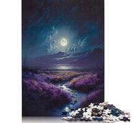 500 Piece Mystic Purple Mountain Square Jigsaw Puzzles for Adults, Wooden Puzzles Educational Game for Children 500pcs (52x38cm)