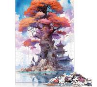 500 Piece Mystical Big Tree Square Puzzles for Adults, Wooden Puzzles Toy Wall Decor 500pcs (52x38cm)
