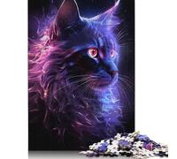 500 Piece Mystical Cat Jigsaw Puzzle for Adult Teenagers Wooden Puzzle Jigsaws for Adults Sustainable Puzzle for Adults 500pcs (52x38cm)