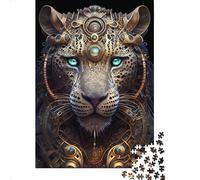 500 Piece Mystical God Leopard Square Puzzles for Adults, Wooden Puzzles Toy Wall Decor 500pcs (52x38cm)