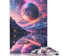 500 Piece Mystical Pink Saturn Square Puzzles for Adults & Wooden Puzzles Educational Game 500pcs (52x38cm)