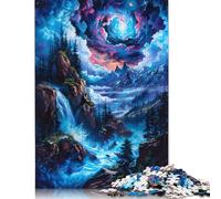 500 Piece Mystical Waterfall Landscape Puzzles For Adults Wooden Puzzles Brain Teaser Puzzles For Children 500pcs (52x38cm)