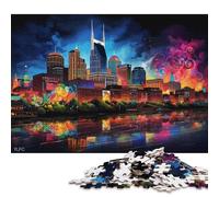 500 Piece Nashville Skyline Adult Jigsaw Puzzle Puzzle Jigsaws for Adults Teenagers Age 12+ 500pcs (52x38cm)