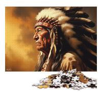 500 Piece Native American Chief Portrait Adult Jigsaw Puzzle Puzzle Jigsaws for Adults Teenagers Age 12+ 500pcs (52x38cm)