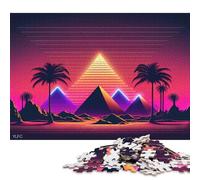 500 Piece 'Neon Dreams of The Pharaoh Adult Jigsaw Puzzle Puzzle Jigsaws for Adults Teenagers Age 12+ 500pcs (52x38cm)