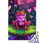 500 Piece Neon Frog Creative Square Jigsaw Puzzles for Adults & Wooden Puzzles Stress Relief Puzzle Games And Unique 500pcs (52x38cm)